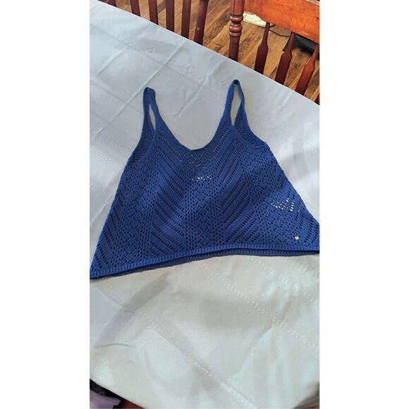ABERCROMBIE & FITCH BLUE CROCHET TANK TOP SIZE S - Picture 2 of 11